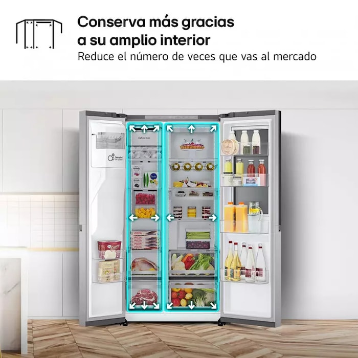 LG Frigorífico Side By side  Serie 900, Instaview Door-In-Door, con Craft Ice, Acero texturizado antihuellas.  D, 628 L, GSXE90MBDD.AMBQEUR